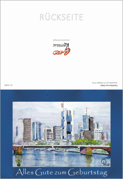 Preview: Geburtstagskarte Frankfurt am Main -  blau