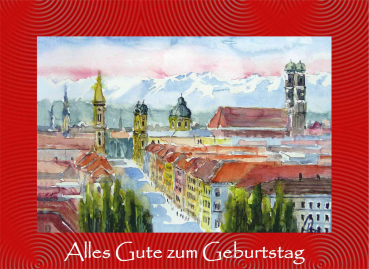 Geburtstagskarte München -rot