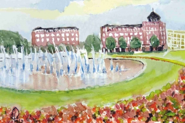 Mannheim - Friedrichsplatz mit Springbrunnen