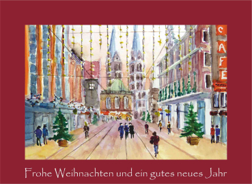 Weihnachtskarte Bremen-rot