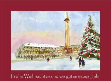 Weihnachtskarte Darmstadt-rot