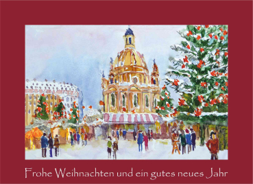 Weihnachtskarte Dresden-rot