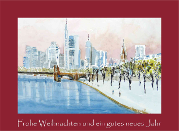 Weihnachtskarte Frankfurt am Main-rot