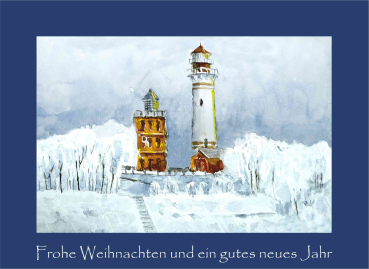 Weihnachtskarte Kap Arkona-blau