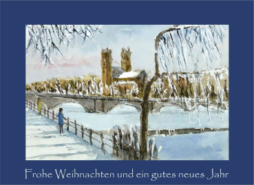 Weihnachtskarte München-St. Maximilian-blau