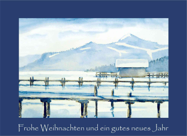 Weihnachtskarte Am Chiemsee-blau