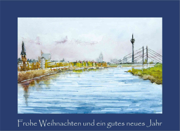 Weihnachtskarte Düsseldorf-blau