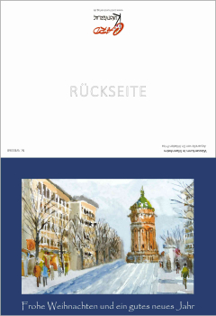 Preview: Weihnachtskarte Mannheim-Wasserturm-blau