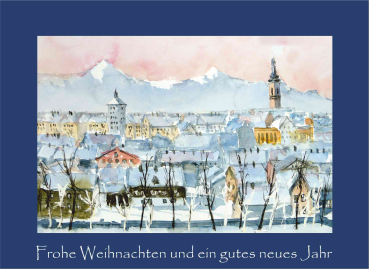 Weihnachtskarte Traunstein-blau