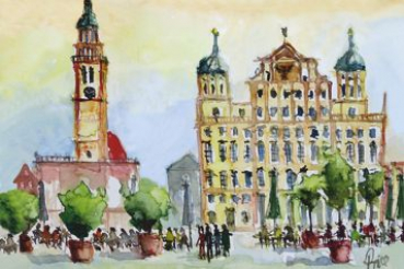 Augsburg - Perlachturm und Rathaus