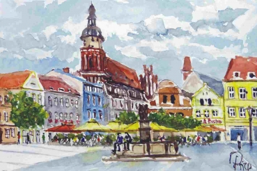 Cottbus - Altmarkt mit Oberkirche St. Nikolai