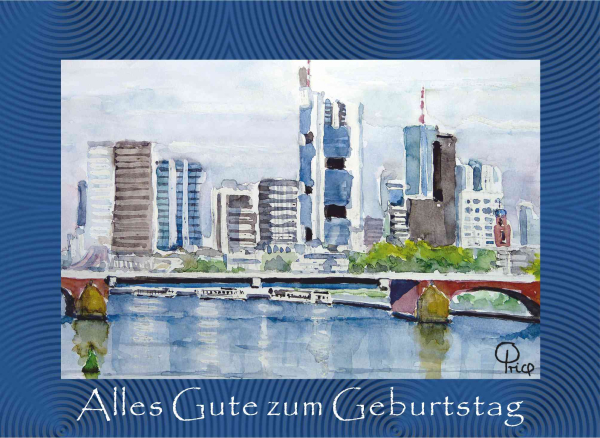 Geburtstagskarte Frankfurt am Main -  blau