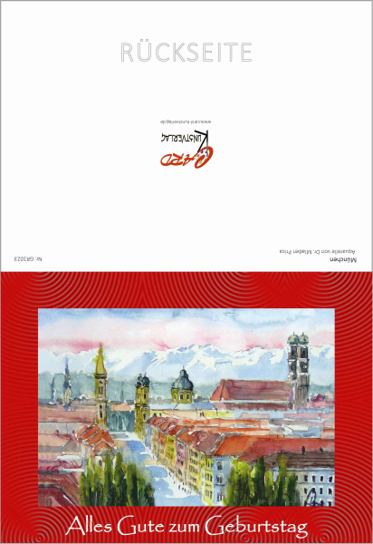 Geburtstagskarte München -rot