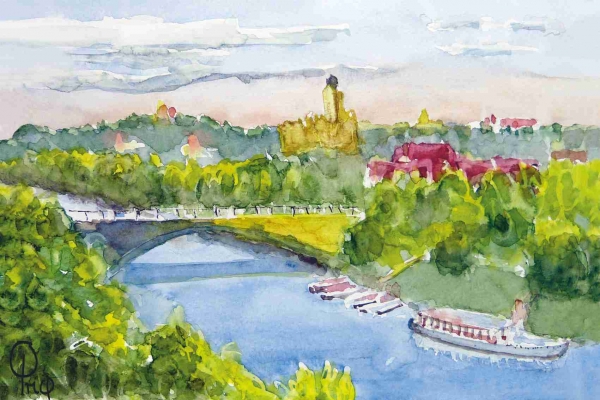 Burg Giebichenstein mit Blick zur Saale