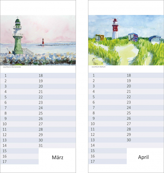 Geburtstagskalender Leuchttürme