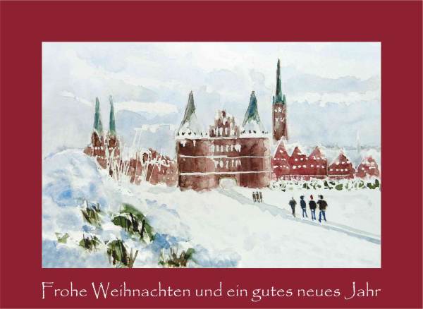 Weihnachtskarte Lübeck-rot
