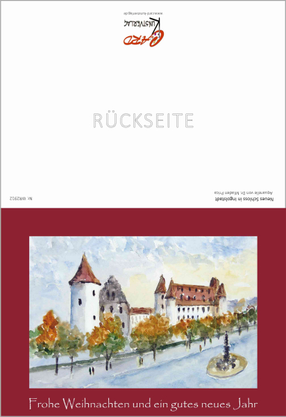 Weihnachtskarte Ingolstadt-Neues Schloss - rot