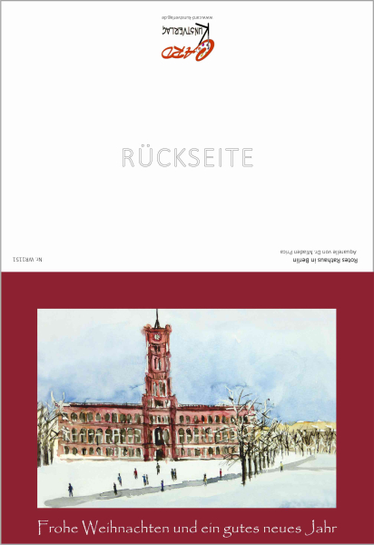 Weihnachtskarte Berlin-Rotes Rathaus-rot