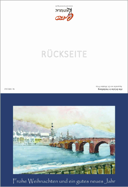 Weihnachtskarte Heidelberg-Alte Brücke-blau