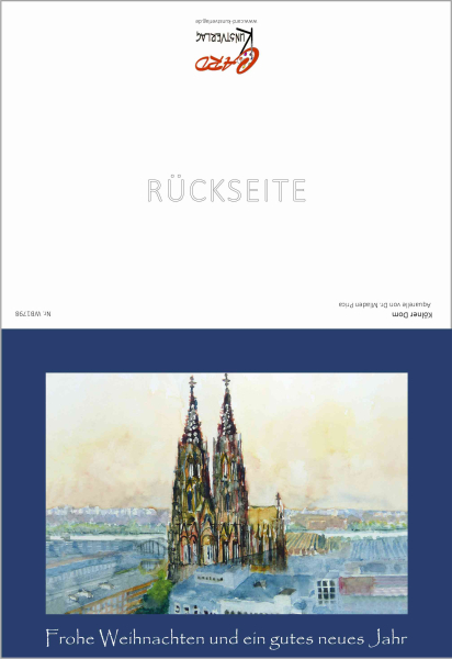 Weihnachtskarte Kölner Dom-blau