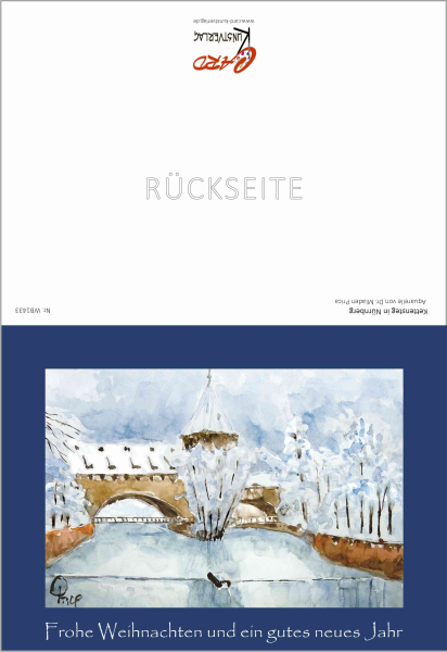 Weihnachtskarte Nürnberg-Kettensteg-blau