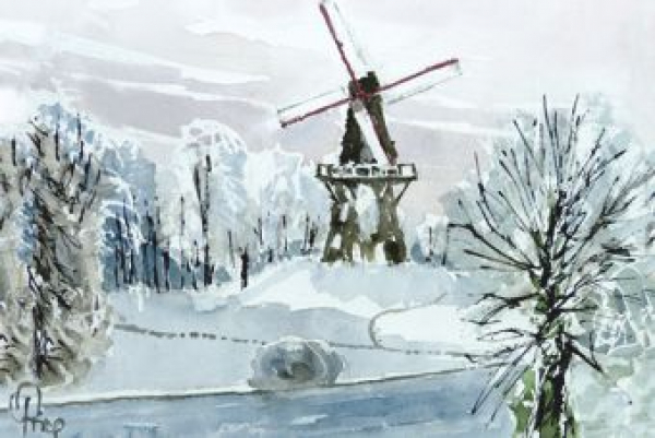 Herdentorswallmühle im Winter