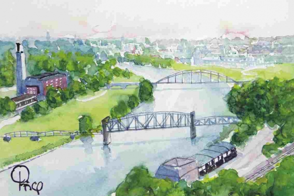 Magdeburg - Die Sternbrücke und die alte Hubbrücke
